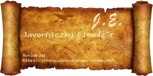 Javorniczky Elemér névjegykártya